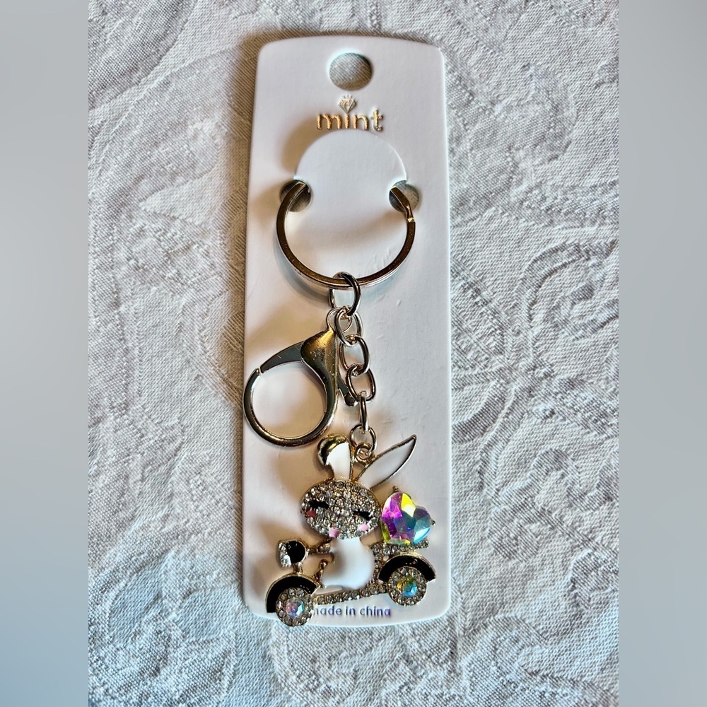 BOGO (2) for $12 ! Mint Bunny Keychain/Bag Charms - Picture 2 of 5